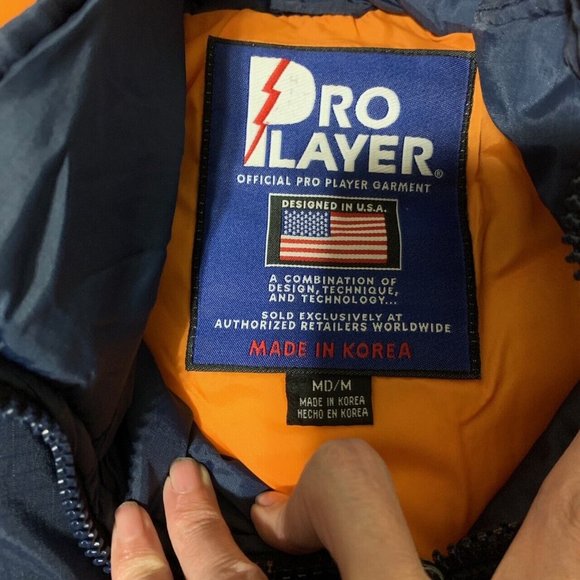 Vintage 90s Chicago Bears PRO PLAYER Puffer Jacket Heavy Coat NFL Men's Medium - Picture 3 of 5